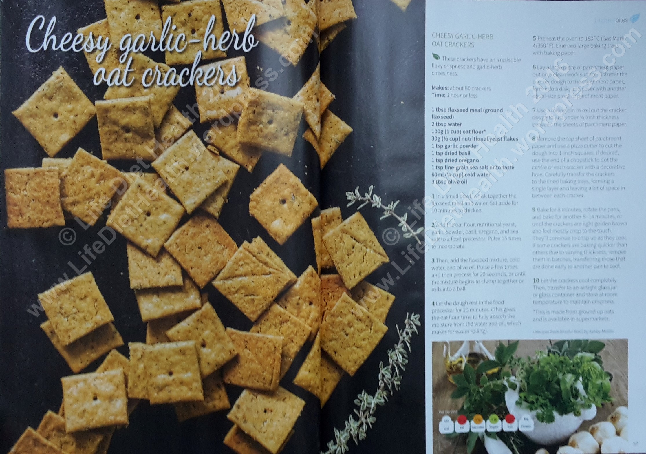 Cheesy Garlic Herb Oat Crackers vegan Free From From Cook Vegan Magazine December 2016